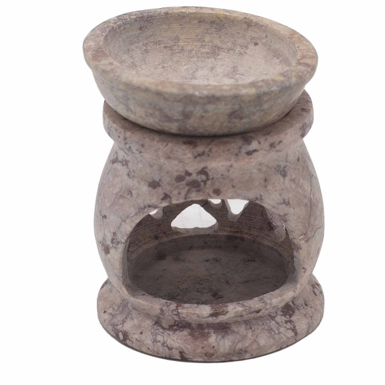 Small Soapstone Oil Burner - 8cm Three Moon Pentagon Pentagonal Diffuser