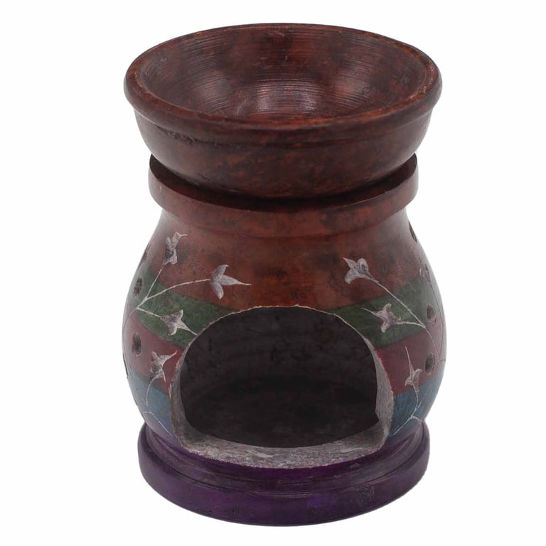10cm Soapstone Oil Burner (5 Colors) - Hamsa Design - Decorative & Aromatherapy
