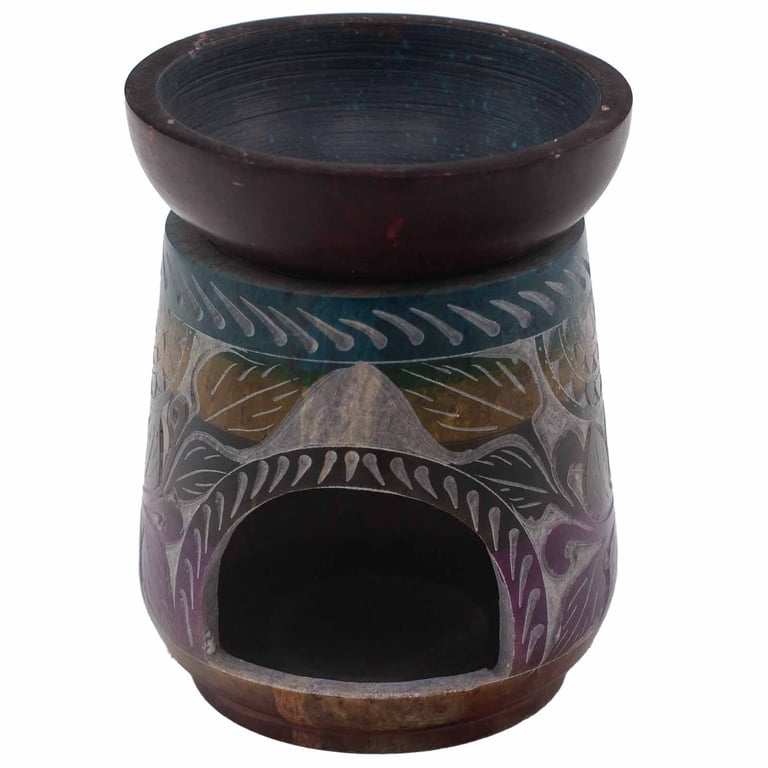13x10cm Soapstone Oil Burner (5 Colors) - Elephant Design - Large Size