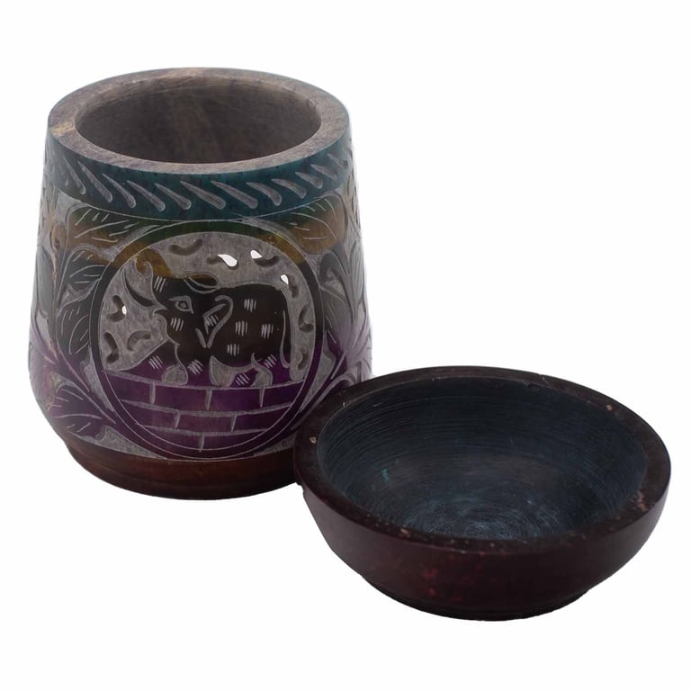 13x10cm Soapstone Oil Burner (5 Colors) - Elephant Design - Large Size