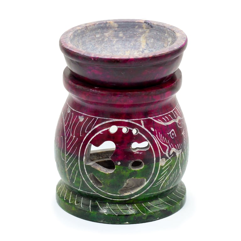 Small Coloured Soapstone Oil Burner - 8cm Elephant Design, Aromatherapy Home Fragrance Device