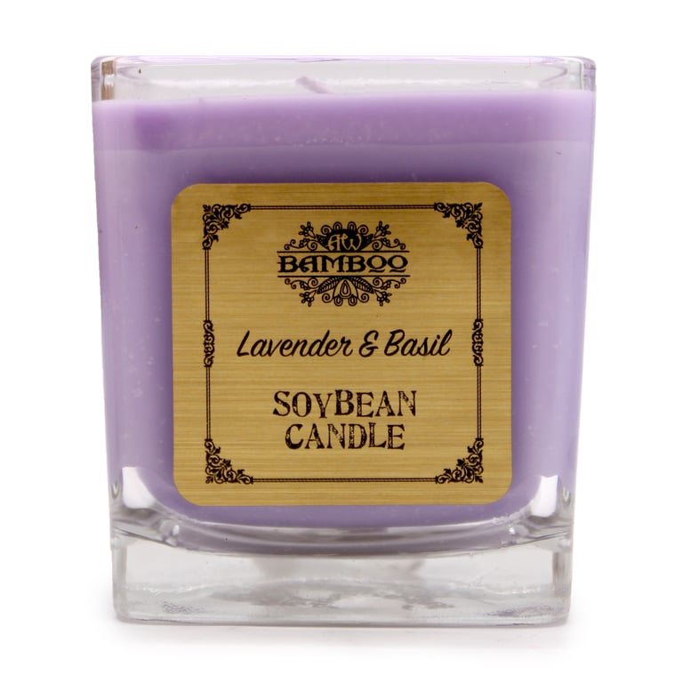 Soybean Jar Candles - Natural Soy Wax Home Fragrance Lavender & Basil Scented Candle
