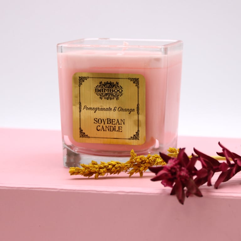 Organic Soybean Candles - Pomegranate & Orange Natural Home Fragrance Gift