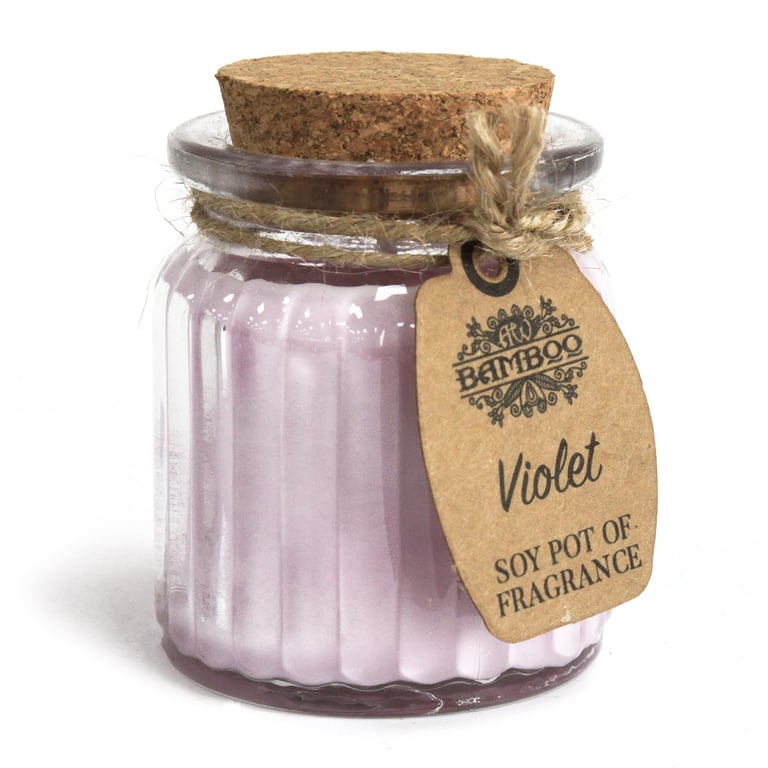 Violet Soy Pot of Fragrance Candles - Artisanal Home Decor Soy Wax Candles with Natural Violet Scent