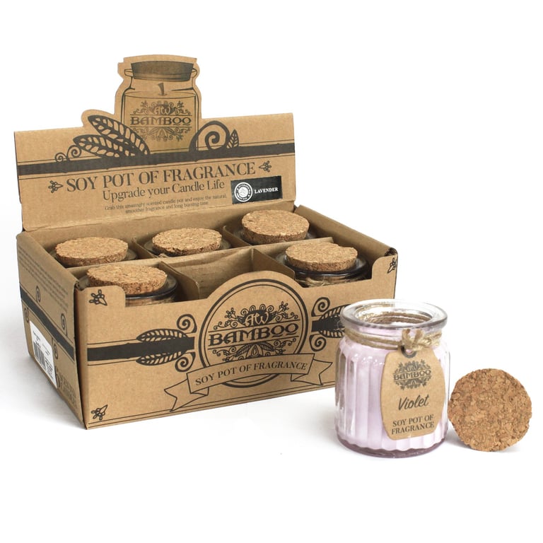 Violet Soy Pot of Fragrance Candles - Artisanal Home Decor Soy Wax Candles with Natural Violet Scent