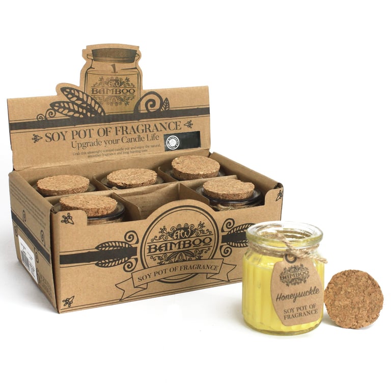 Honeysuckle Soy Pot of Fragrance Candles - Natural Soy Wax Home Scented Candles with Honeysuckle Fragrance