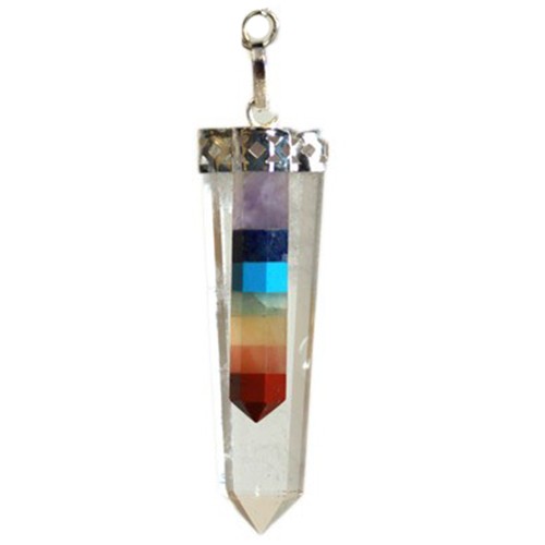 Crystal 7 Chakra Bounded Thin Point Flat Pendant - Balance Your Energy in Style