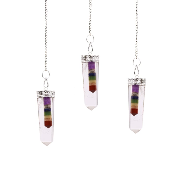 Crystal 7 Chakra Bounded Thin Point Flat Pendant - Balance Your Energy in Style