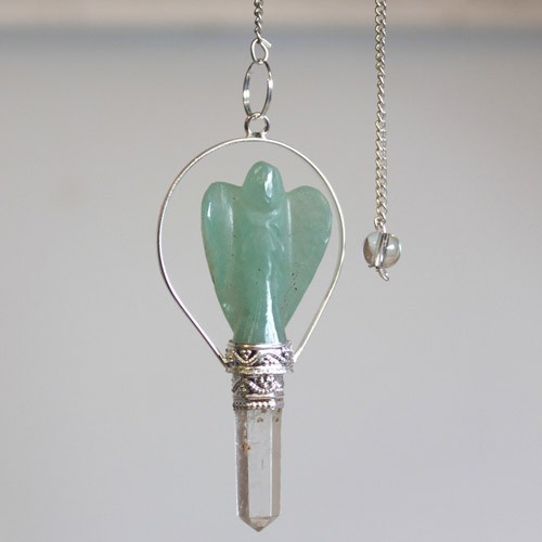 Green Aventurine Angel Pendulum - Healing Crystal Jewelry Accessory