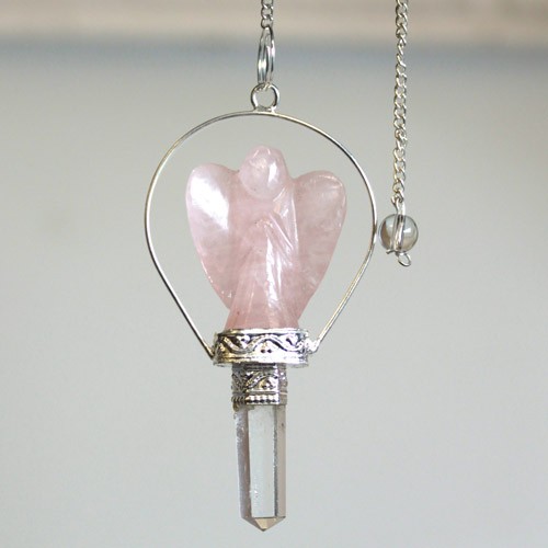 Rose Quartz Angel Pendulum - Healing Crystal Accessory