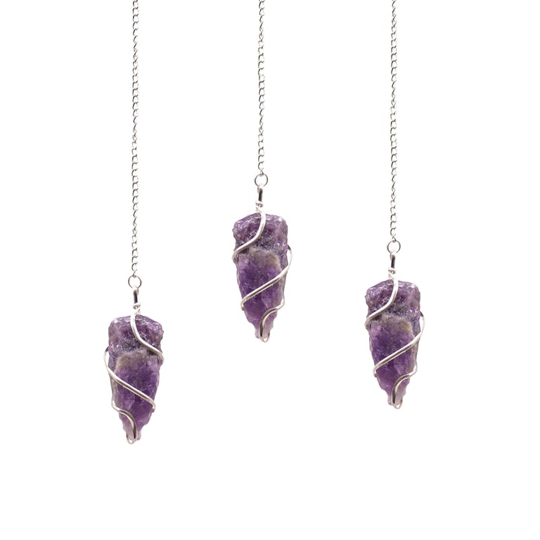 Raw Gemstone Amethyst Pendulum - Metaphysical Tool for Spiritual Healing and Energy Balancing