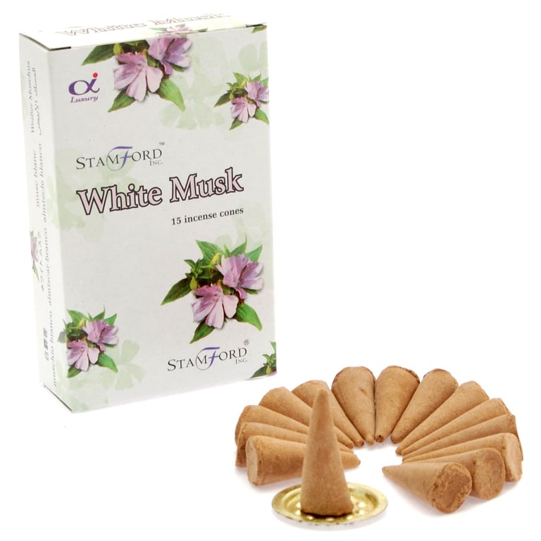 White Musk Cone Incense - Natural Relaxation Essential Oil Aromatherapy Home Scents