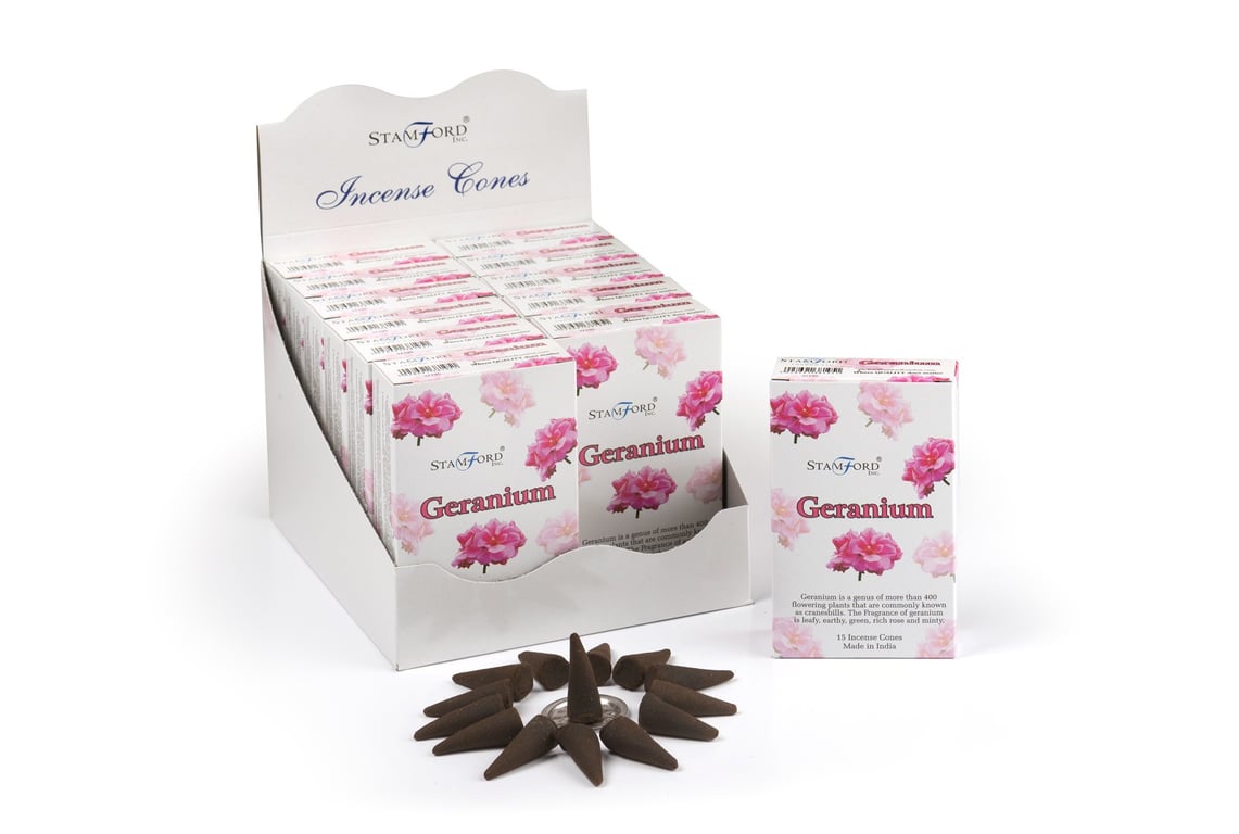 Geranium Incense Cones - Natural Spiritual Fragrance for Home Relaxation