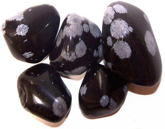 Obsidian Snowflake Tumble Stone - Metaphysical Healing Crystal