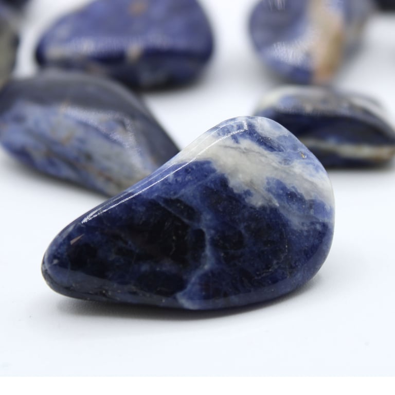 Natural Sodalite Tumble Stone - Metaphysical Crystal Healing Stone for Calming Energy and Spiritual Balance