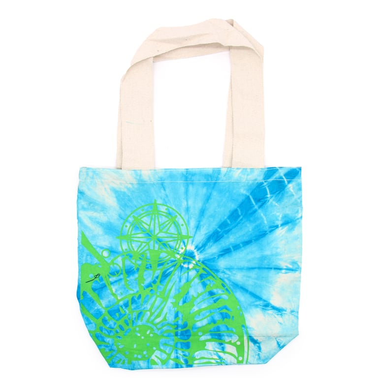 Tye-Dye Cotton Bag - 38x42x12cm Sea Shell Print Blue/Green Handle Bag