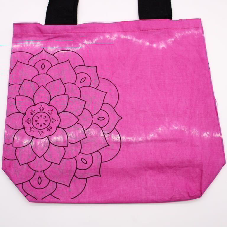 Mandela Tye-Dye Cotton Bag - 6oz Canvas Tote with Black Handle