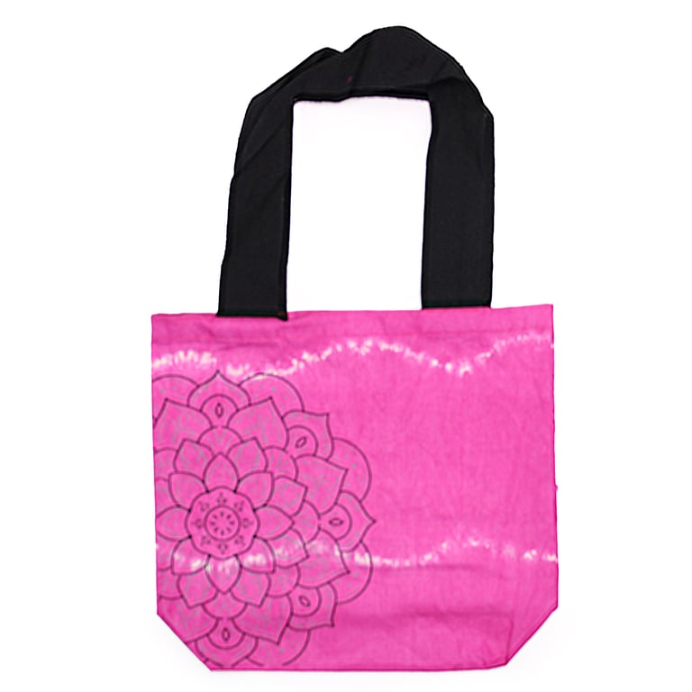 Mandela Tye-Dye Cotton Bag - 6oz Canvas Tote with Black Handle