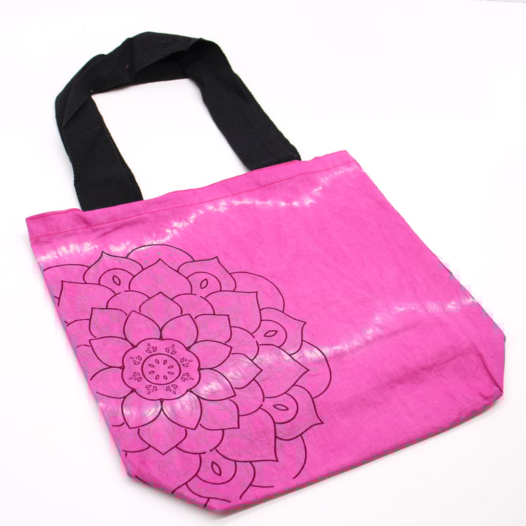 Mandela Tye-Dye Cotton Bag - 6oz Canvas Tote with Black Handle
