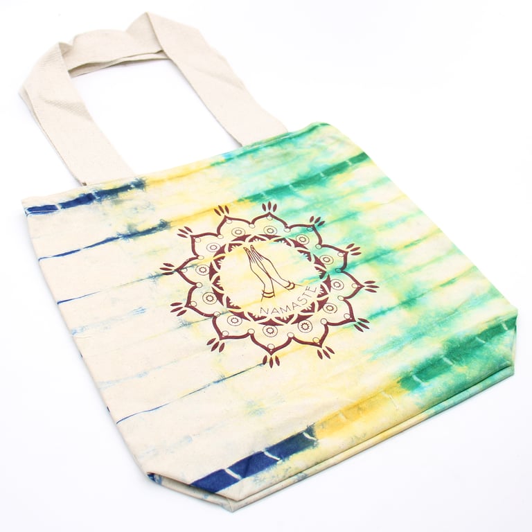 Namaste Hands 38x42cm Multi-Colored Tye-Dye Cotton Tote Bag with Natural Handle