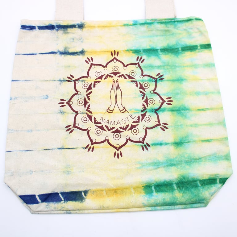Namaste Hands 38x42cm Multi-Colored Tye-Dye Cotton Tote Bag with Natural Handle