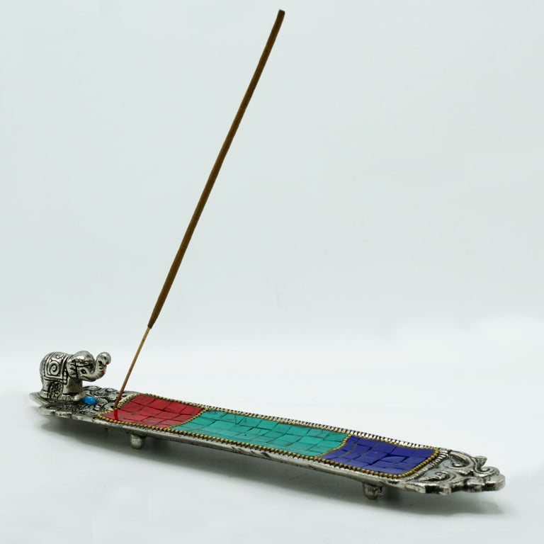 Elephant Long Tibetan Incense Holder - Traditional Handcrafted Statue Stand