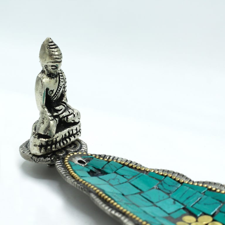 Buddha Long Leaf Tibetan Decor Incense Holder - Handcrafted Spiritual Burner