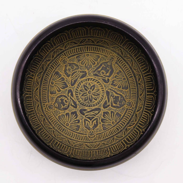 16cm Earth Powder Singing Bowl (Mantra Five Buddha) - Meditative Sound Experience