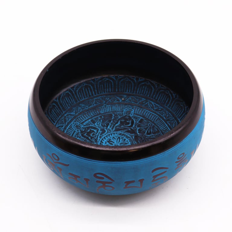 16cm Blue Mantra Five Buddha Singing Bowl - Earth Powder