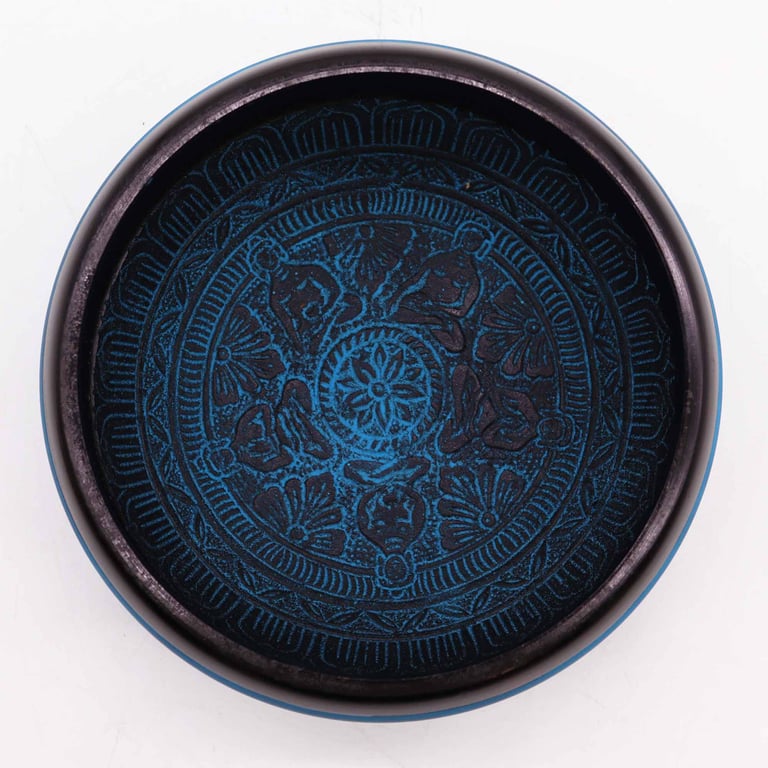 16cm Blue Mantra Five Buddha Singing Bowl - Earth Powder