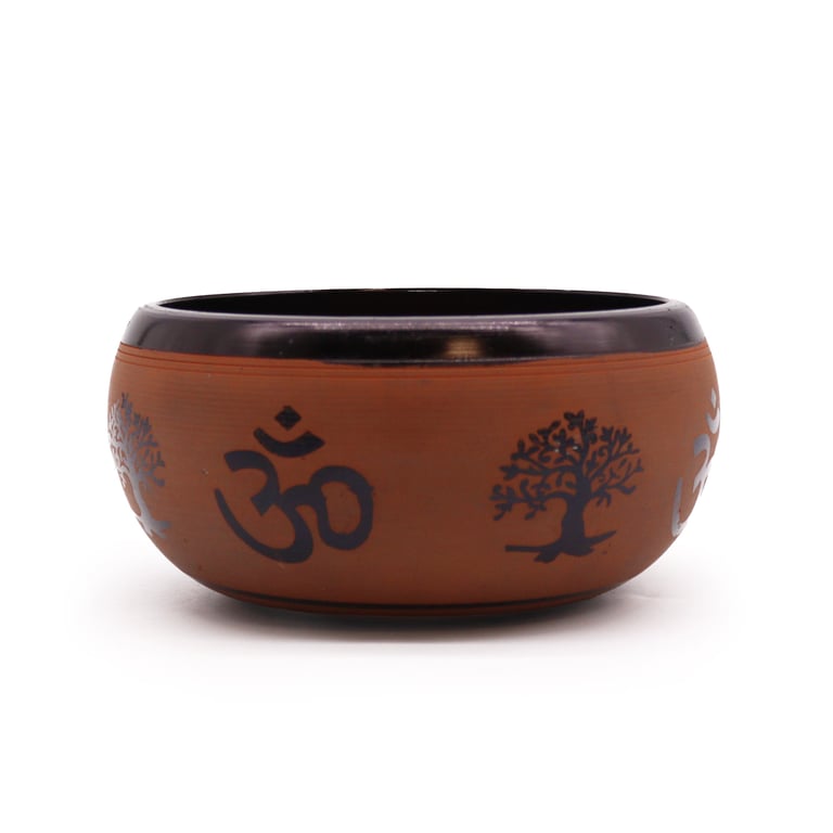 16cm Earth Powder Singing Bowl (Om Buddha) - Meditative Sound, Spiritual Decor