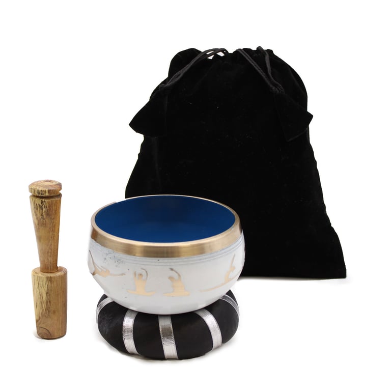 White/Blue Yoga Moves Singing Bowl Set (10.7cm)