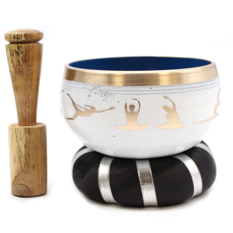 White/Blue Yoga Moves Singing Bowl Set (10.7cm)