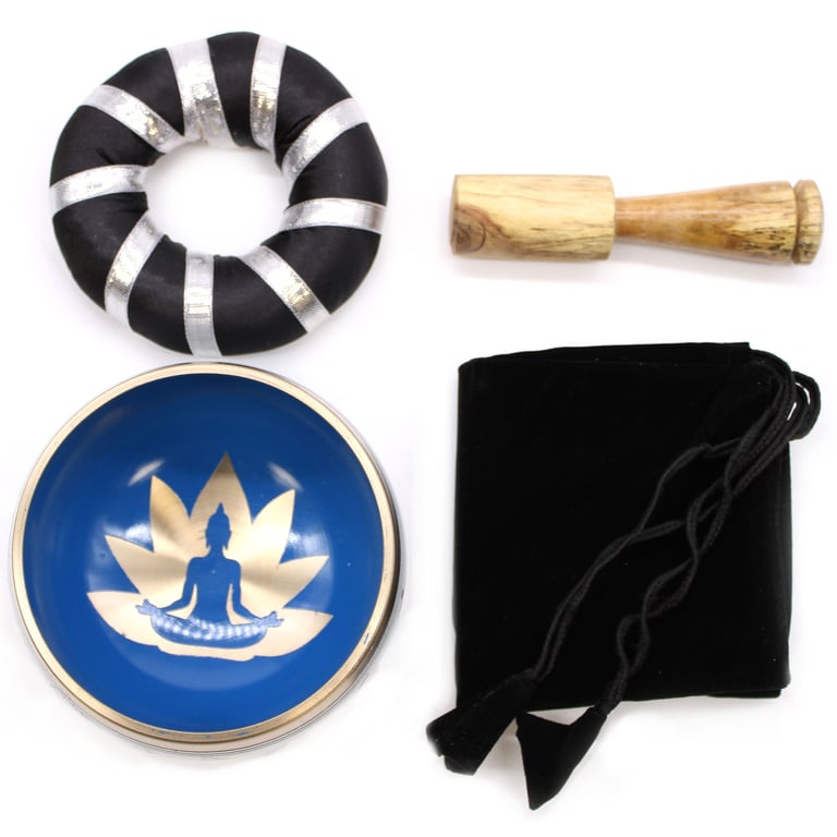 White/Blue Yoga Moves Singing Bowl Set (10.7cm)