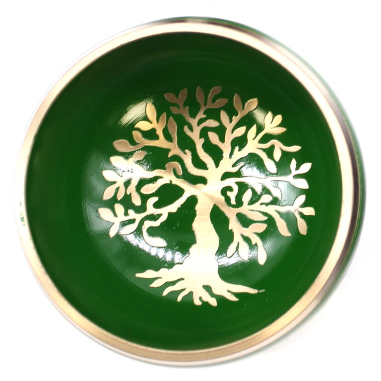10.7cm Green Tree of Life Singing Bowl Set - Healing Sound Meditation Tool