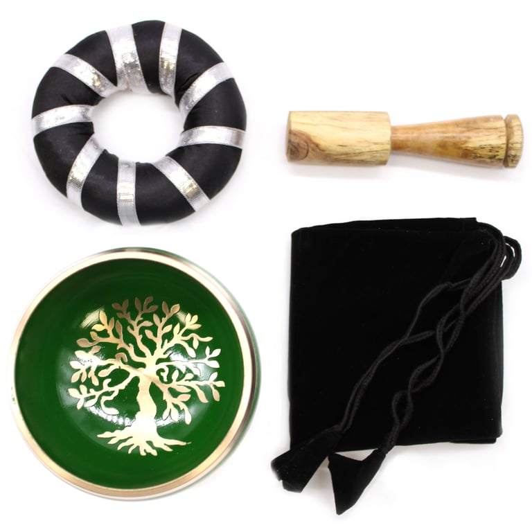 10.7cm Green Tree of Life Singing Bowl Set - Healing Sound Meditation Tool