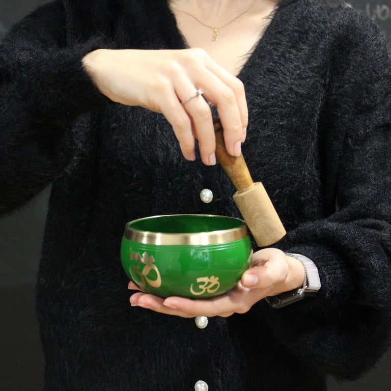 10.7cm Green Tree of Life Singing Bowl Set - Healing Sound Meditation Tool