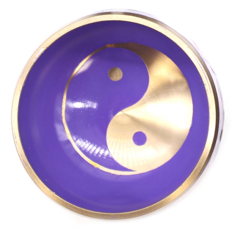 10.7cm White/Purple Yin Yang Singing Bowls Set - Meditation Aid for Stress Relief