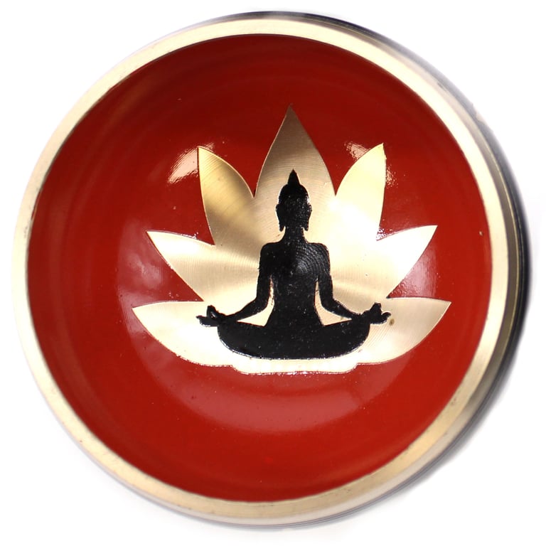 Black/Orange Singing Bowl Set (10.7cm) - Meditative Relaxation Tool