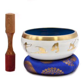 14cm White/Blue Yoga Singing Bowl Set (Meditation Accessory)