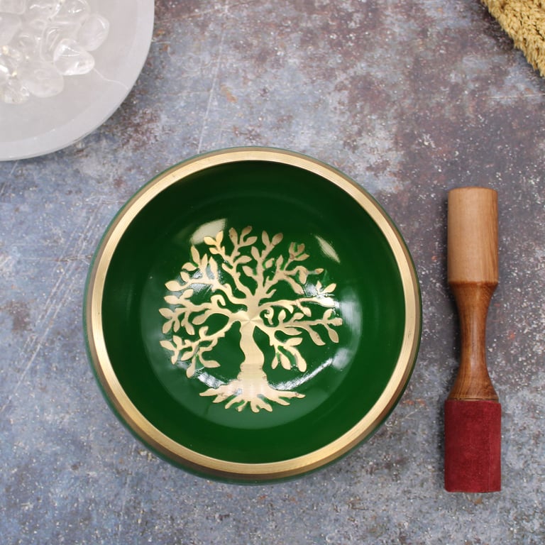14cm Green Tree of Life Singing Bowl Set (Lrg)