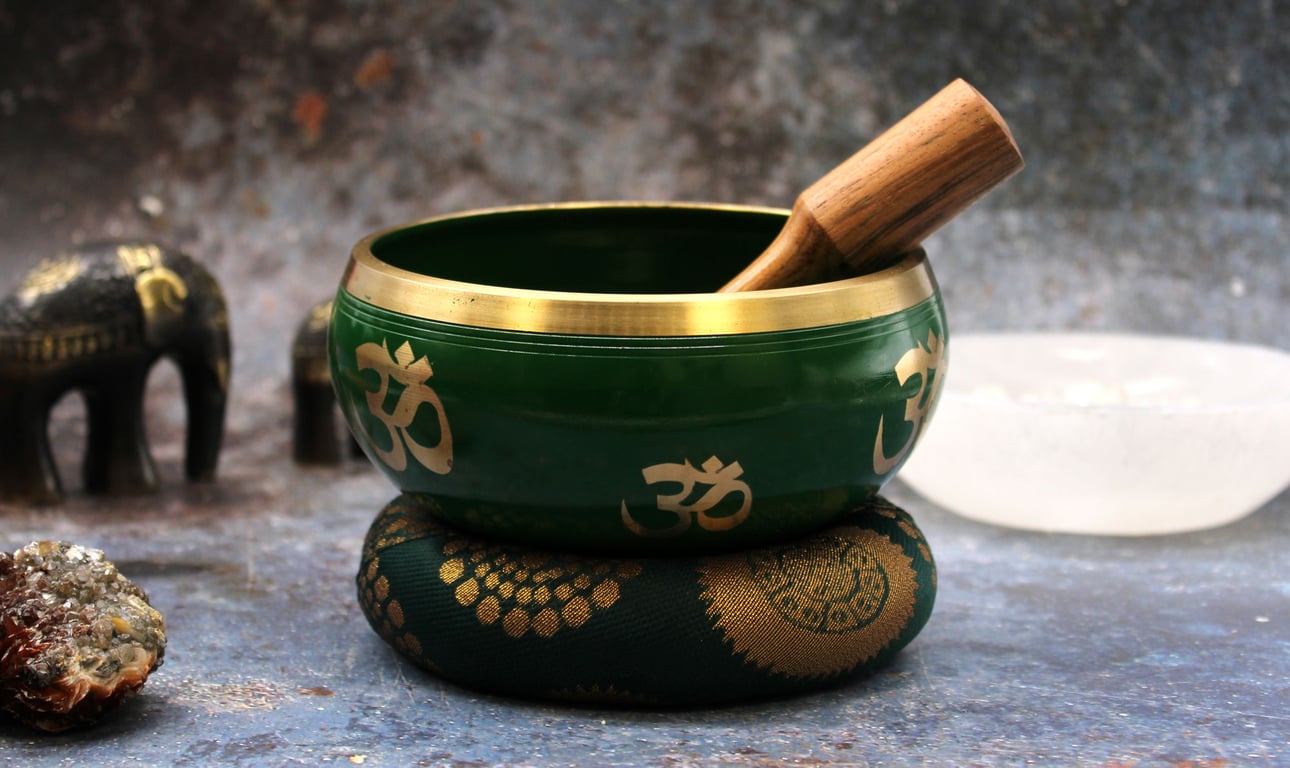 14cm Green Tree of Life Singing Bowl Set (Lrg)