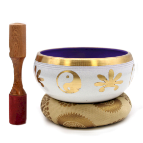 14cm White/Purple Yin & Yang Singing Bowls Set - For Mindfulness & Relaxation