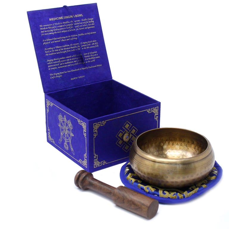 10cm Singing Bowl Set (Min. 500gm) - Medicine Buddha - Premium Quality