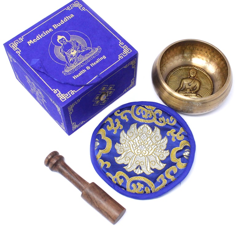 10cm Singing Bowl Set (Min. 500gm) - Medicine Buddha - Premium Quality