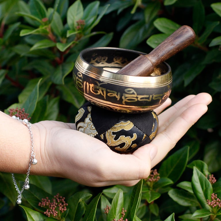 Mini Black Singing Bowl Gift Set - Portable Mindfulness Tool
