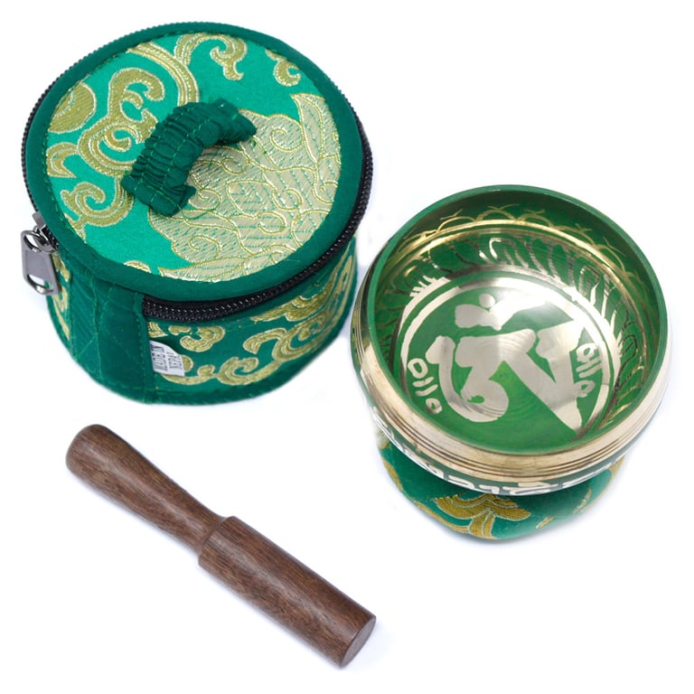 Handcrafted Green Mini Singing Bowl Set - Soothing Relaxation, Mindfulness Practice