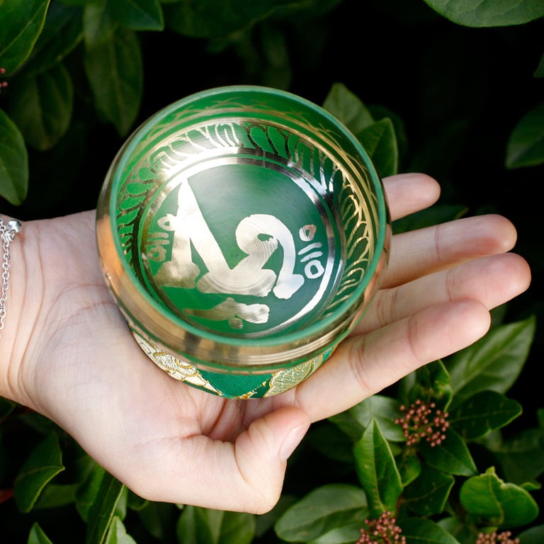 Handcrafted Green Mini Singing Bowl Set - Soothing Relaxation, Mindfulness Practice
