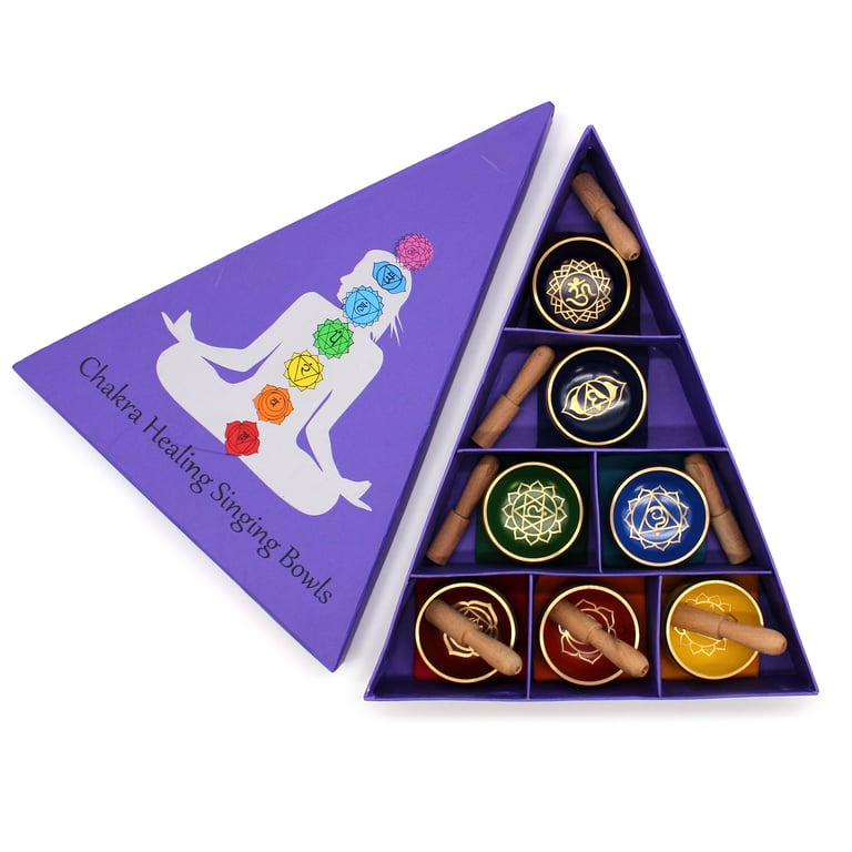 Chakra Singing Bowl Gift Set - Pyramid Shape - Premium Quality