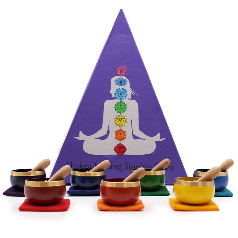 Chakra Singing Bowl Gift Set - Pyramid Shape - Premium Quality